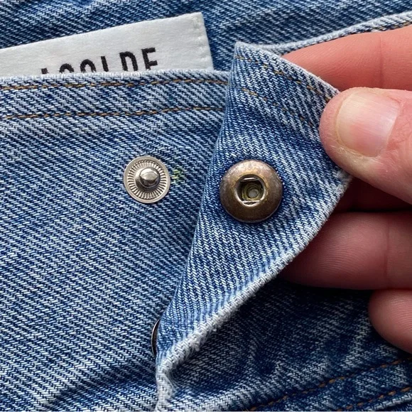 AGOLDE Riya Elasticated Peg Jeans Woman 28 Blue 80s Pleated High Rise NO BELT - Picture 11 of 16